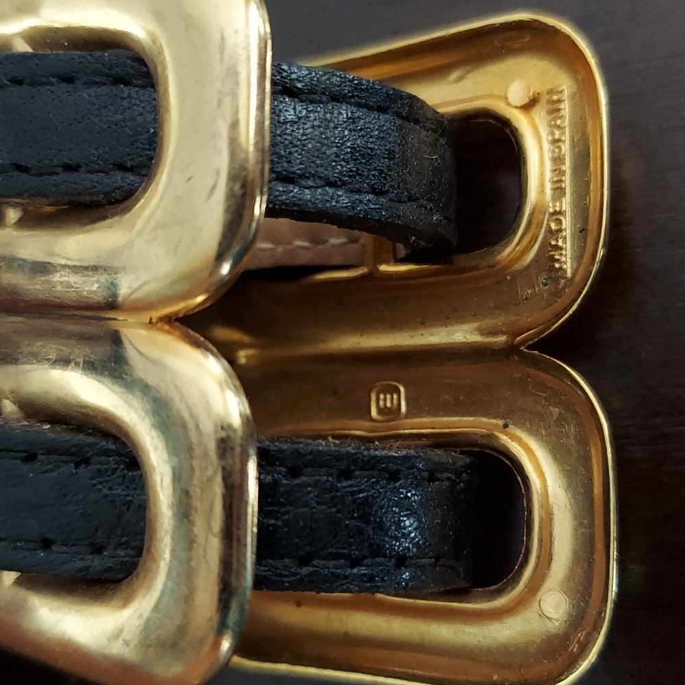Vintage Late 1980s/Early 1990s Gold Chain & Woven Black Leather Double Link Belt - Picture 14 of 16